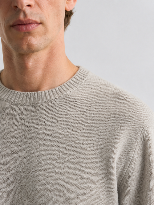 Lambswool crew knit, knit detail