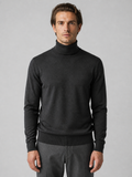 Charcoal merino roll neck, front
