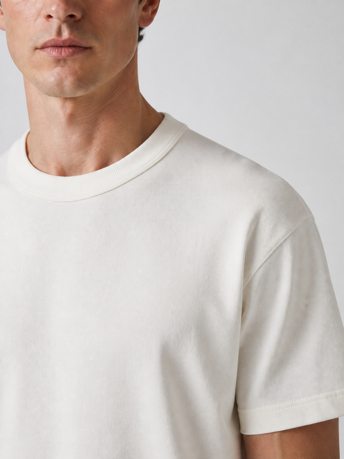 Heavyweight cotton tee, neckline detail