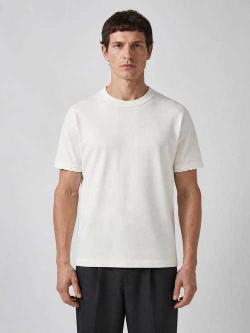 Off-white heavyweight cotton tee, front