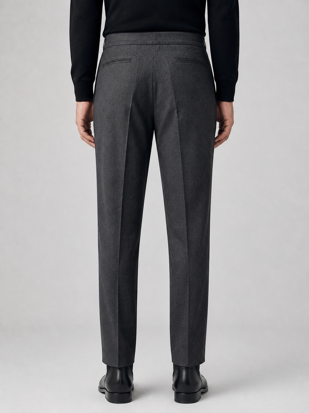 Pleated wool trouser, back