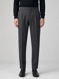 Charcoal pleated wool trouser, front