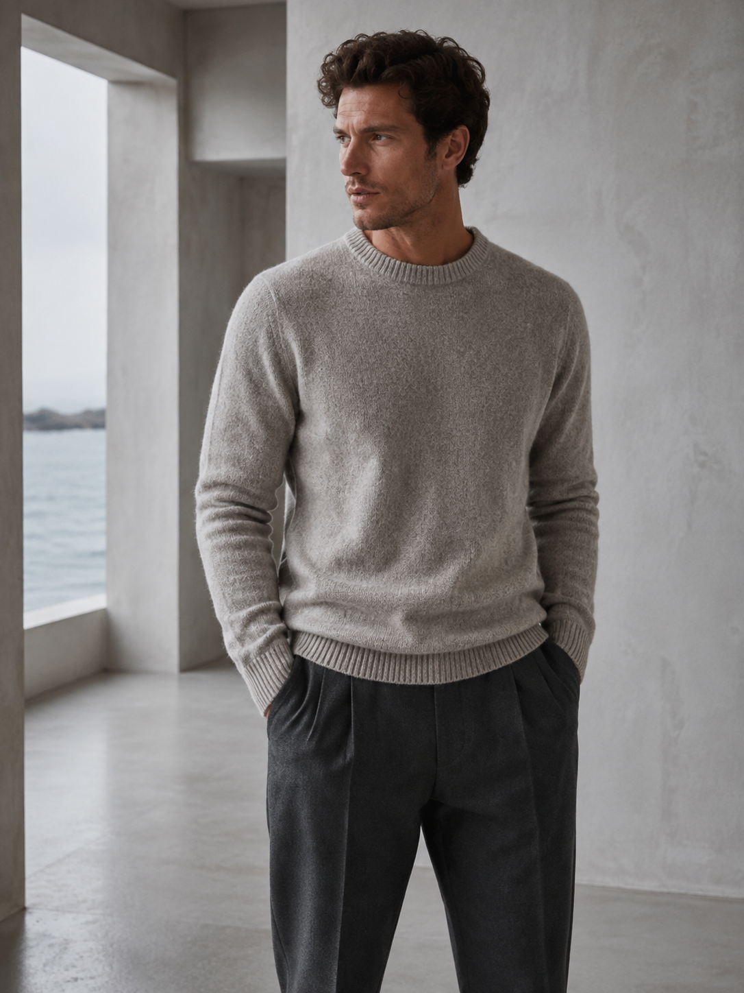 ARVFORM editorial — lambswool knit and wool trousers